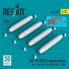 RESKIT RS32-0578 BLU-1A (750 lb) napalm bombs (4 pcs) (A-1, A-4, A-7, A-26K, B-57, F-100) (3D Printed) (1/32)